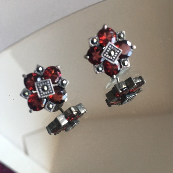 Garnet hemalyka 925 sterling silver earrings⭐️ - Picture 14 of 15